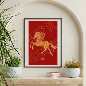 Beautiful Golden Horse- 2026 Year of the Horse 11x17 Art Print